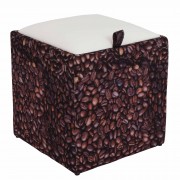 Taburet Box - Print - corp Cafea/capac imitatie piele diverse culori